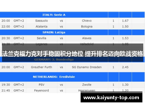 法兰克福力克对手稳固积分地位 提升排名迈向欧战资格
